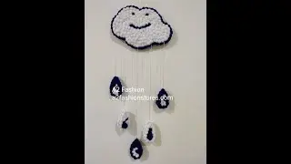 Cheerful Cloud And Rain Drops Wall Hanging