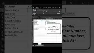 Excel Shortcuts_How to Rank numbers in excel #shorts