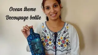 Mermaid bottle art/ ocean theme bottle/DIY/Recyclebottle