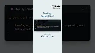 Destroy GameObject using script in Unity | Unity Quick Tip | Unity Tutorial #shorts