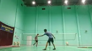 Badminton match between one Indian and two Chinese shuttlers