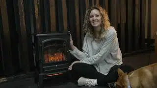 Electric Fireplace Stove, Freestanding Fireplace Heater with Realistic Flame