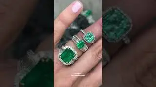 Trendy Colombian emerald and diamond engagement rings in white gold 18K