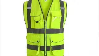 JKSafety 9 Pockets Class 2 High Visibility Zipper Front Safety Vest With Reflective Strips