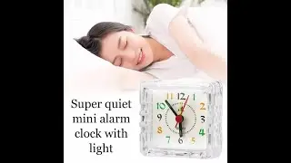 Analog  Travel Alarm Clock Small Night Illuminated Quietly Quartz on Snooze with cock light