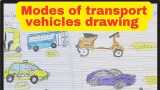 transport vehicles drawing | means of transport |public and private transportation for kids drawing