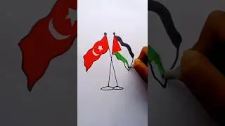 Turkey 🇹🇷 and Palestine 🇵🇸❤️ heart drawing#palestine#trending#turkey#shorts