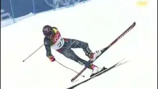 Bode Miller hits the gate! Torino 2006 Super Gigant