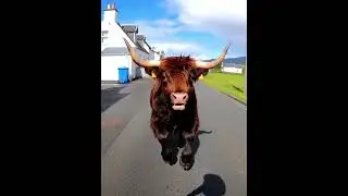 🐮Highland cow attacks Cyclist🚲 #nc500 #highlandcow #bigmac #fyp #cycle #glasgow #edinburgh #invernes