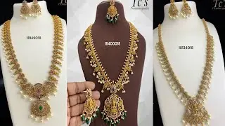 Grand Temple Jewellery Long Necklace Set | Lakshmi Design with Pearls 👑 #jewellery #jewelry #haram 