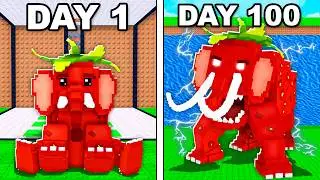 I Survived 100 Days As Strawberry Elephant In Escape Tsunami...