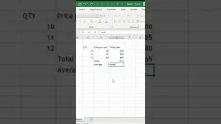 Average formula in Excel #excel #exceltutorial #learn #msexcel #shorts #youtubeshorts #reels