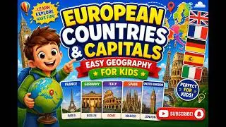 European Countries & Capitals 🌍  Easy Geography for Kids #europeancountries  #countriesandcapitals