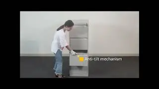 English: Vertical 4-Drawer Steel Cabinet for Efficient Office Filing and Space Saving