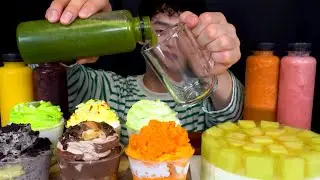 ASMR Mukbang fruit cakes, mousse melon cake, freshly squeezed juice 🍰 🧃 과일 케이크, 무스 멜론 케이크, 갓 짜낸 주스