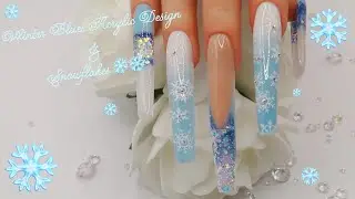 Зимний блюз: акриловый дизайн и штамповка снежинок