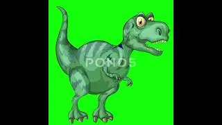 vid&eacute;o toon screen green  !!!  .Tyrannosaurus Dinosaur Dance Funny 2D Animation Screen Green