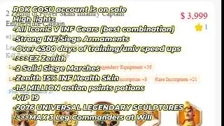 ROK GOSU Account SALE AT WONTRADE - INF and Siege main - EXCELLENT ACCOUNT