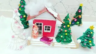 DIY Christmas Village Decoration | Mini Santa House & Christmas Tree Craft | Easy Home Decor Ideas