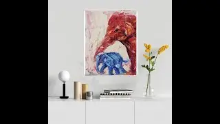 painting  elephant animal colorful texture modern Impressionist