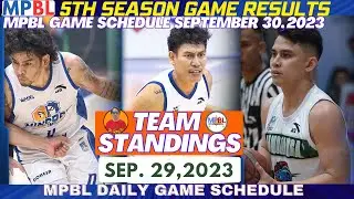 MPBL TEAM STANDINGS AS OF SEPTEMBER 29,2023|MPBL GAME SCHEDULE SEPTEMBER 30,2023|MPBL 5TH SEASON