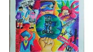 poster against Drug Abuse||How to draw stop drug drawing||