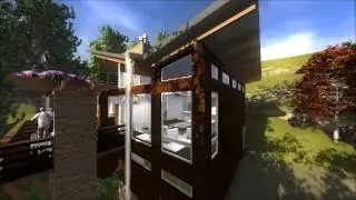 EcoHouse designs a home on a hill with a forest view in Little Rock
