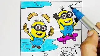 Minions Drawing, Painting and Coloring for Kids | Minions Drawing Easy for Kids, 55