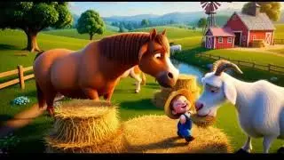 Cute Baby on Big Farm with Big Animals 🐮🐘 | Kids Farm Story | 3D Cartoon Animation