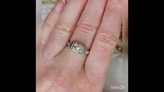 Art Deco Diamond Openwork Filigree Ring 14ct White Gold - SKU 1079