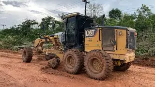 CATERPILLAR 160M MOTOR GRADER เกรดเศษรากไม้ เศษดิน ตัดไหล่ถนนเดิม งานก่อสร้างถนนสี่เลน | EP.183