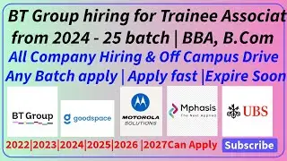 Big Drive BT Group, Goodspace, Mphasis, Motorola Solutions, UBS |2022, 2023, 2024, 2025, 2026 Batch