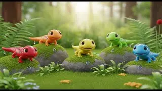 Five Little Salamanders Slide and Play Slide Slide Slide AV1 | Nursery Rhymes for Kids & Baby Songs