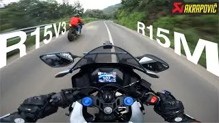 R15M vs R15 V3 in HYPER MODE 🔥 | Akrapovic Full System Exhausts Battle 