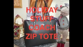 Coach christmas tote zip top what fits