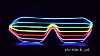 Sound Activated Light Up LED Flashing Glasses EL Wire Glow Rave Strobing EDM