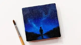 Easy starry night sky painting | Mini canvas