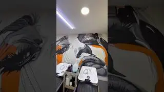 Turning Salon Walls into Art! 🎨 | Modern Graffiti Design #graffiti #potrait #art