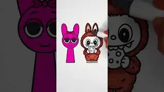 💕 Pinki Sprunki & Her Cute Fluffy Friend 🤎✨ Glitter Coloring #art #sprunki #toy #color #trending