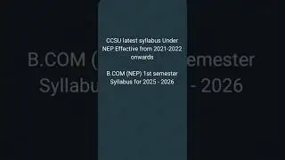 B.COM (NEP) 1st Semester CCS University syllabus for 2025 - 2026  #ccsu #syllabus #bcom #1stsemester