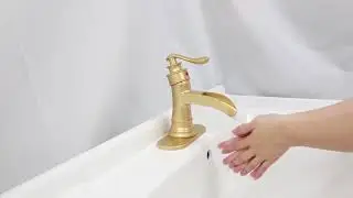 Homevacious Waterfall Bathroom Faucet Brushed Gold Single Hole One Handle