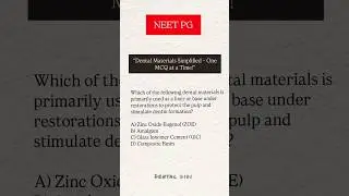 Daily NEET PG MCQ Series | Dental Materials | Concept based #bds #nbde #dentalrevision #mds