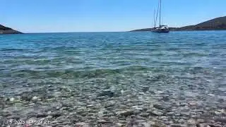 Beautiful Greek beach of Salagona at Chios. 