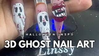 3D Ghost Nail Art Tutorial 👻 | Step-by-Step Gel Nail Design