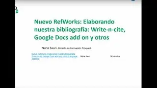 Nuevo Refworks: Elaborando nuestra bibliograf&iacute;a, Write-n-Cite, Google Docs app y otros