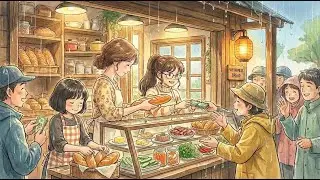 A Cozy Bánh Mì Shop in the Forest on a Rainy Day | Anime Slice of Life | Ghibli vibes