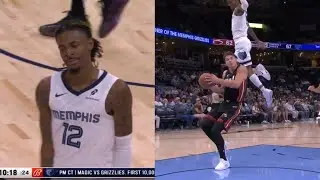 Ja Morant turned off gravity to get an insane chase-down block 😨