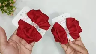 Handmade Red Satin Bow Tutorial | Elegant Hair Bow Making for Girls | DIY Hair Accessories#ribbonbow