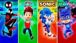 SPIDER MAN vs RYDER vs SONIC vs PJ MASKS 🎶 Tiles Hop