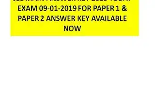 JEE MAIN ANSWER kEY 09 JAN 2019 | Manabadi JEE MAIN Answer Key 2019
